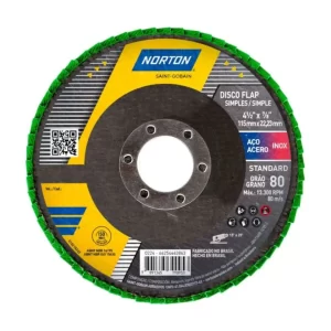 DISCO DE LIXA FLAP NORTON STANDART R244 GR 80 4 1/2
