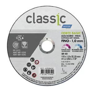 DISCO DE CORTE CLASSIC AR101 115X1.0X22,23MM 4.1/2X3/64X7/8 NORTON